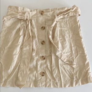 Women’s Falls Creek Skirt linen small Beige Button-Front paper bag tie waist
